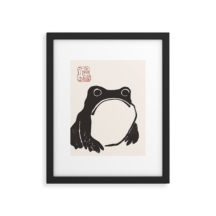 Matsumoto Hoji Japanese Grumpy Frog Art Print Framed Art Print Gallery Image 1
