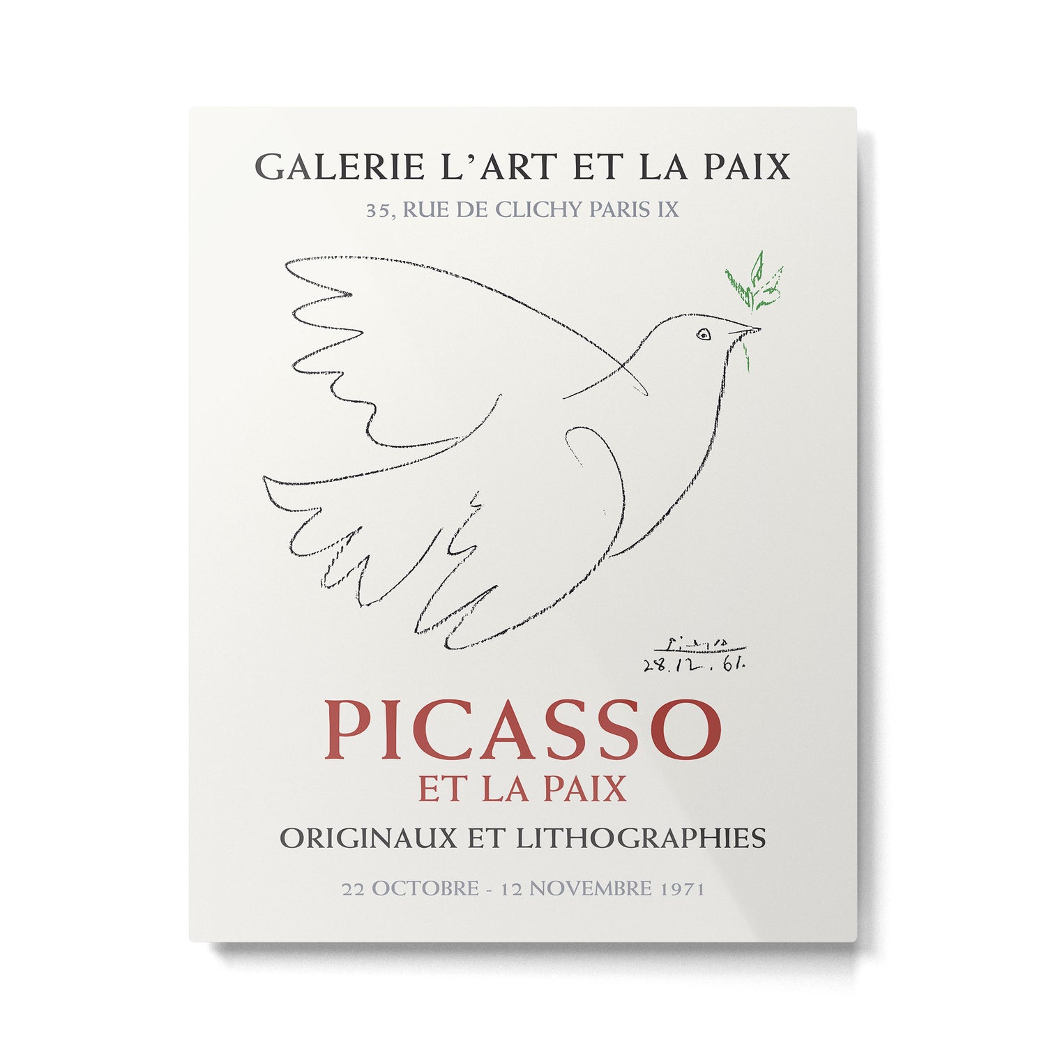 Pablo Picasso Dove Peace Symbol Art Exhibition Metal Print Gallery Image 4