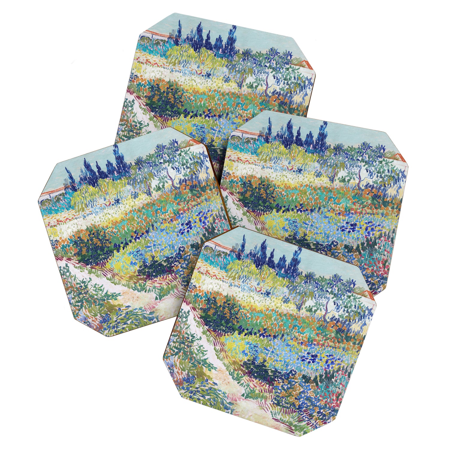 Vincent van Gogh  Garden at Arles 1888 Impressionism Flowers Landscape Art Exhibition Print Coaster Gallery Image 1
