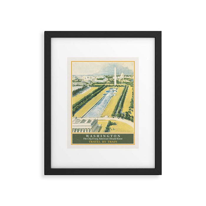 Washington DC Railroad Towards the Capitol Travel Poster Art Print Framed Art Print Gallery Image 1