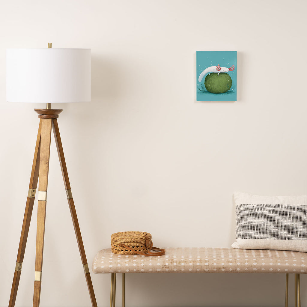 Axolotl on a Mossball Canvas Print Gallery Image 2