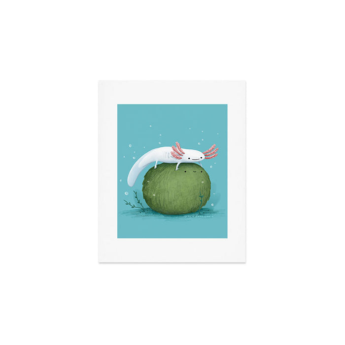 Axolotl on a Mossball Art Print Gallery Image 1
