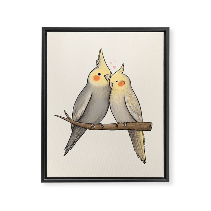 Cockatiel Cuddle Framed Canvas Print Gallery Image 1