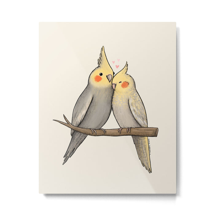 Cockatiel Cuddle Metal Print Gallery Image 1