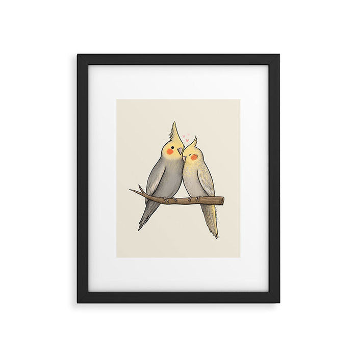 Cockatiel Cuddle Framed Art Print Gallery Image 1