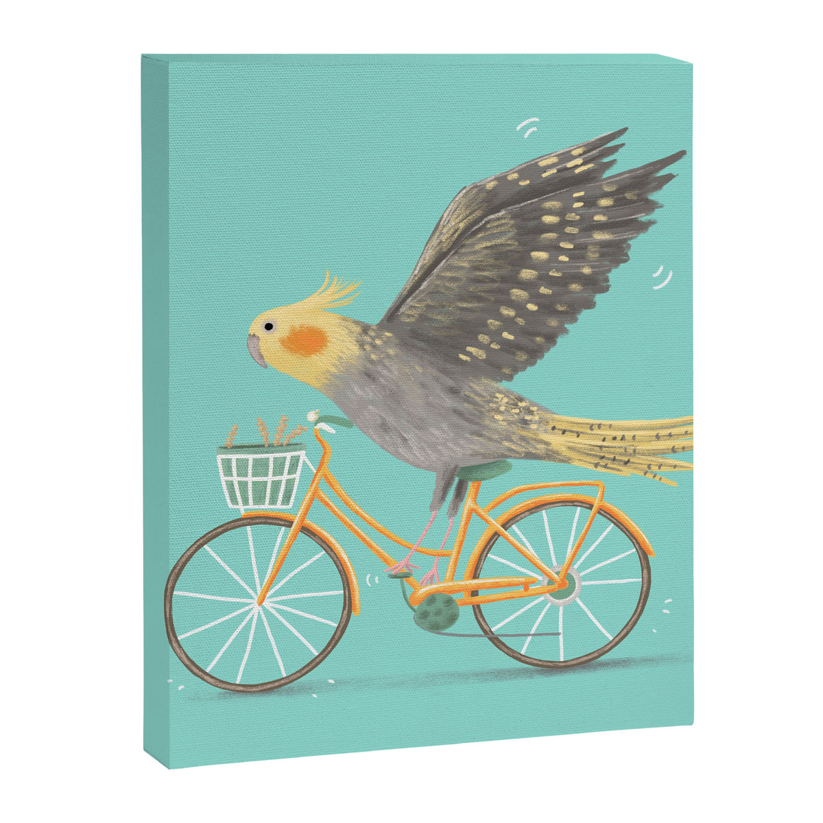 Cockatiel on a Bicycle Canvas Print Gallery Image 8