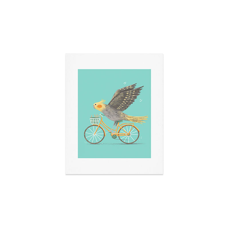Cockatiel on a Bicycle Art Print Gallery Image 1