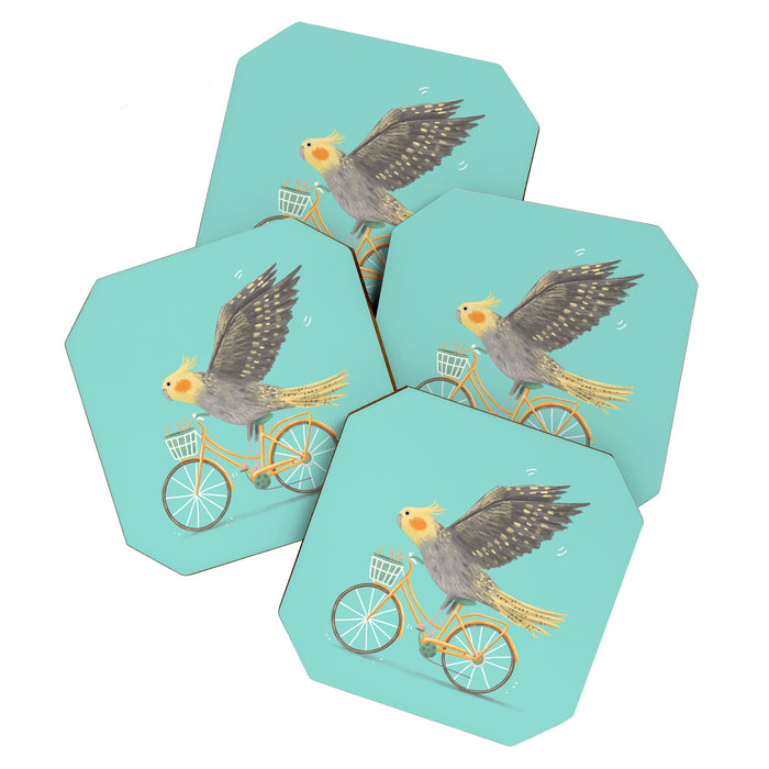 Cockatiel on a Bicycle Coaster Gallery Image 1