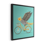 Cockatiel on a Bicycle Framed Canvas Print Gallery Image 2