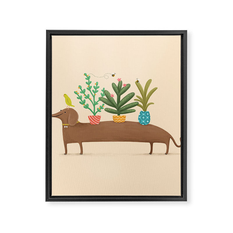 Dachshund & Parrot Framed Canvas Print Gallery Image 8