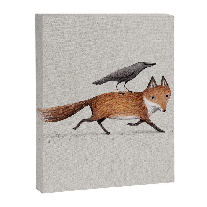 Fox & Crow - Piggyback Canvas Print Gallery Image 1