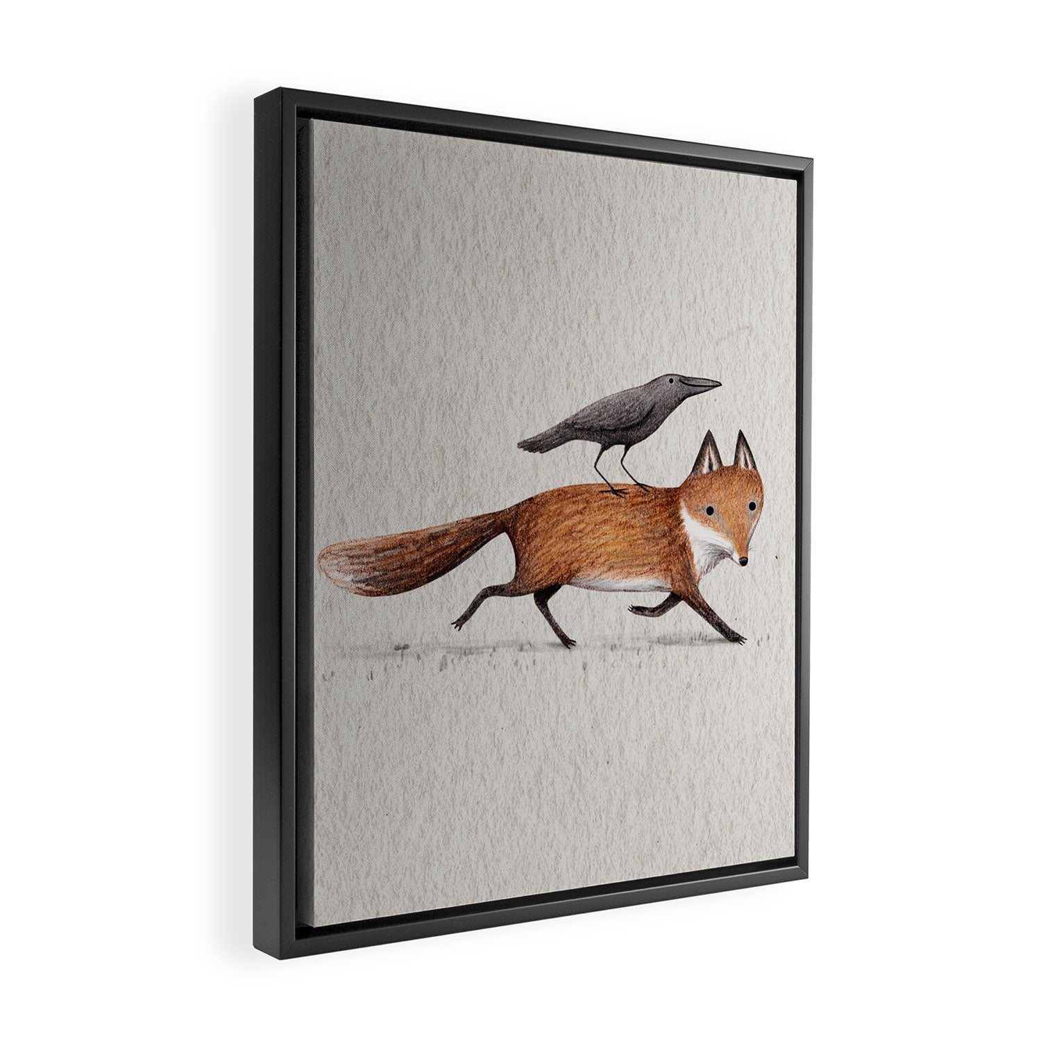 Fox & Crow - Piggyback Framed Canvas Print Gallery Image 2