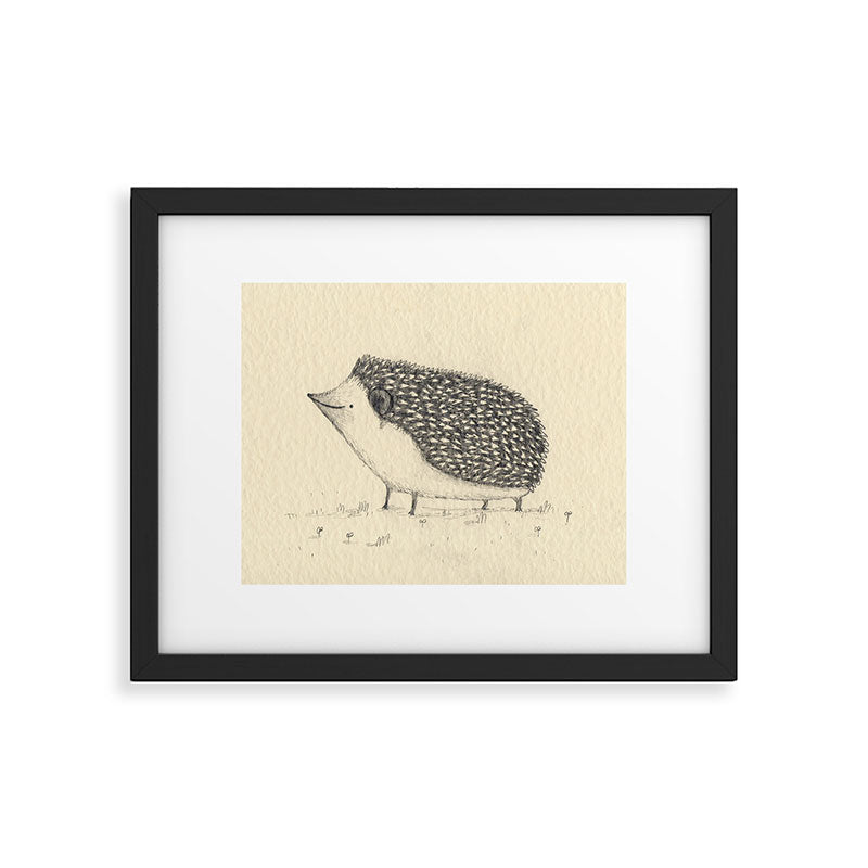 Monochrome Hedgehog Framed Art Print Gallery Image 6