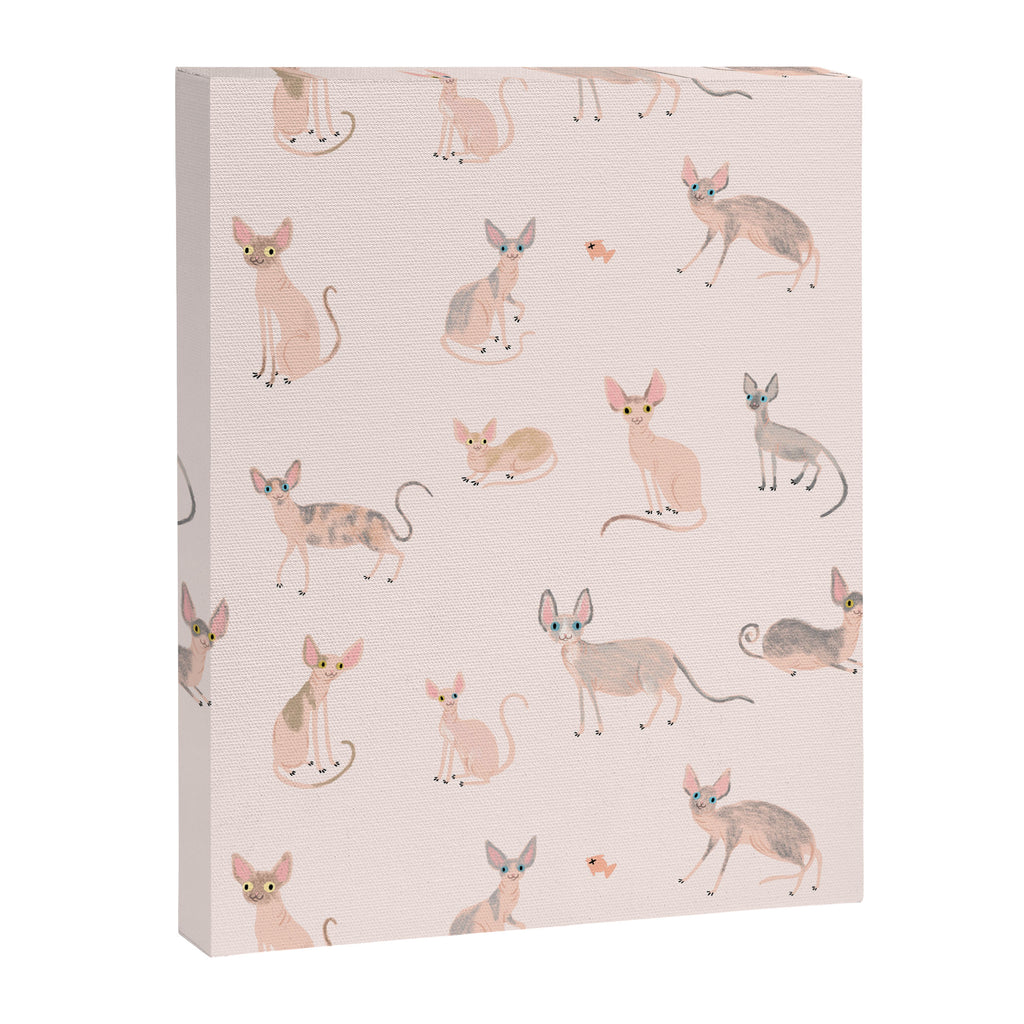Sphynx Cats - No Furr Don't Care - Cat Pink Canvas Print Gallery Image 8