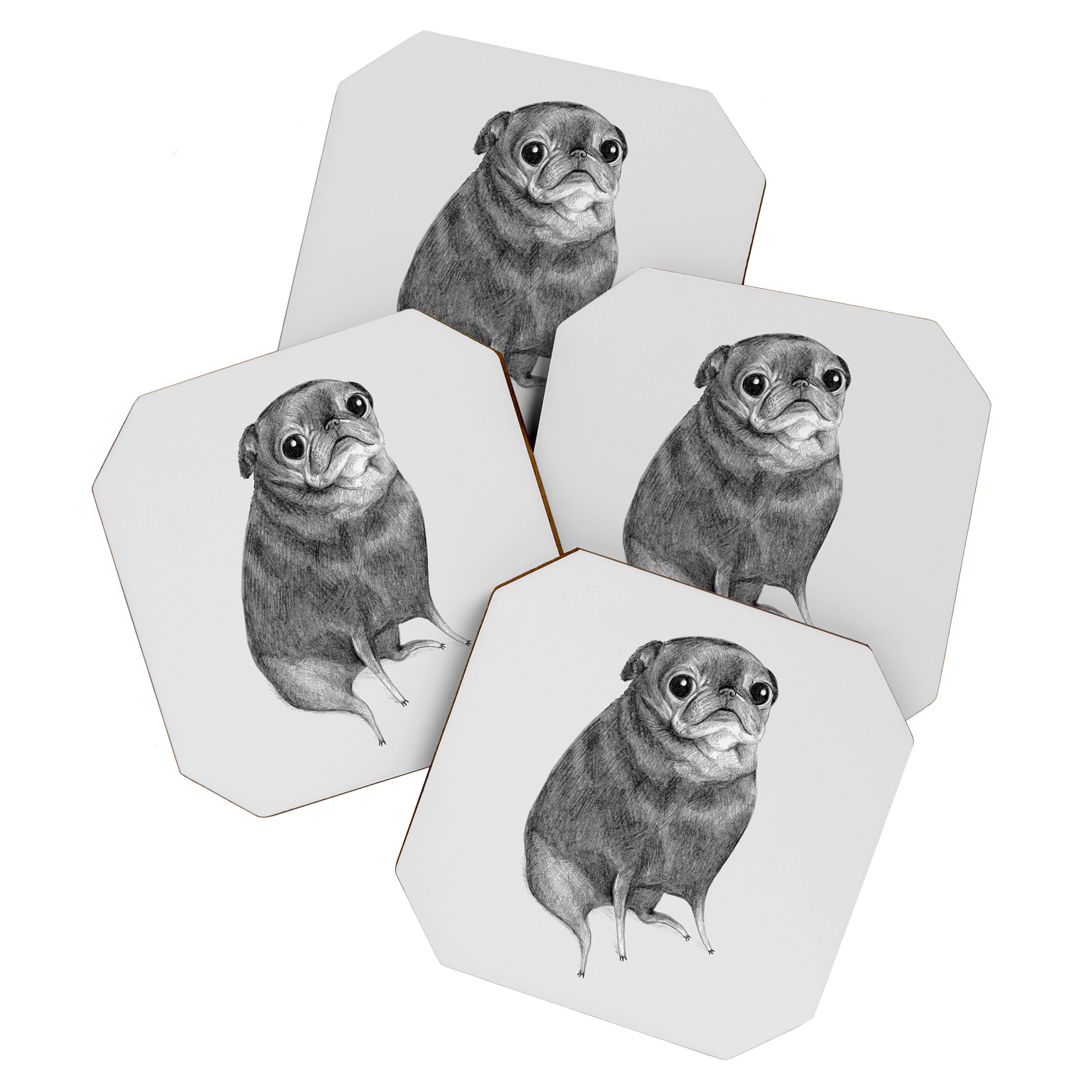 Sweet Black Pug Coaster Gallery Image 1
