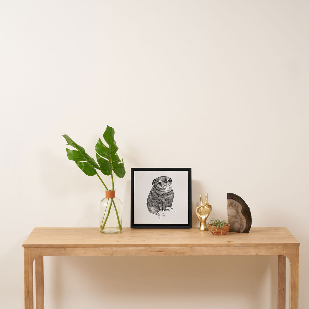Sweet Black Pug Framed Canvas Print Gallery Image 3