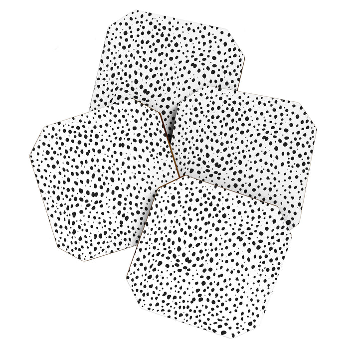 Dalmatian Spots - Black and White Polka Dots Coaster Gallery Image 1
