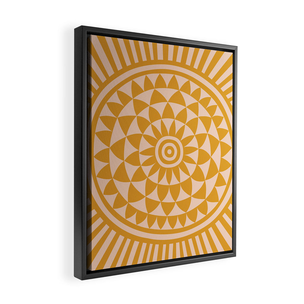 Geometric Yellow Sun  Framed Canvas Print Gallery Image 2