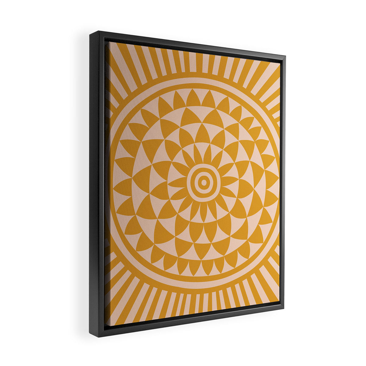 Geometric Yellow Sun  Framed Canvas Print Gallery Image 2