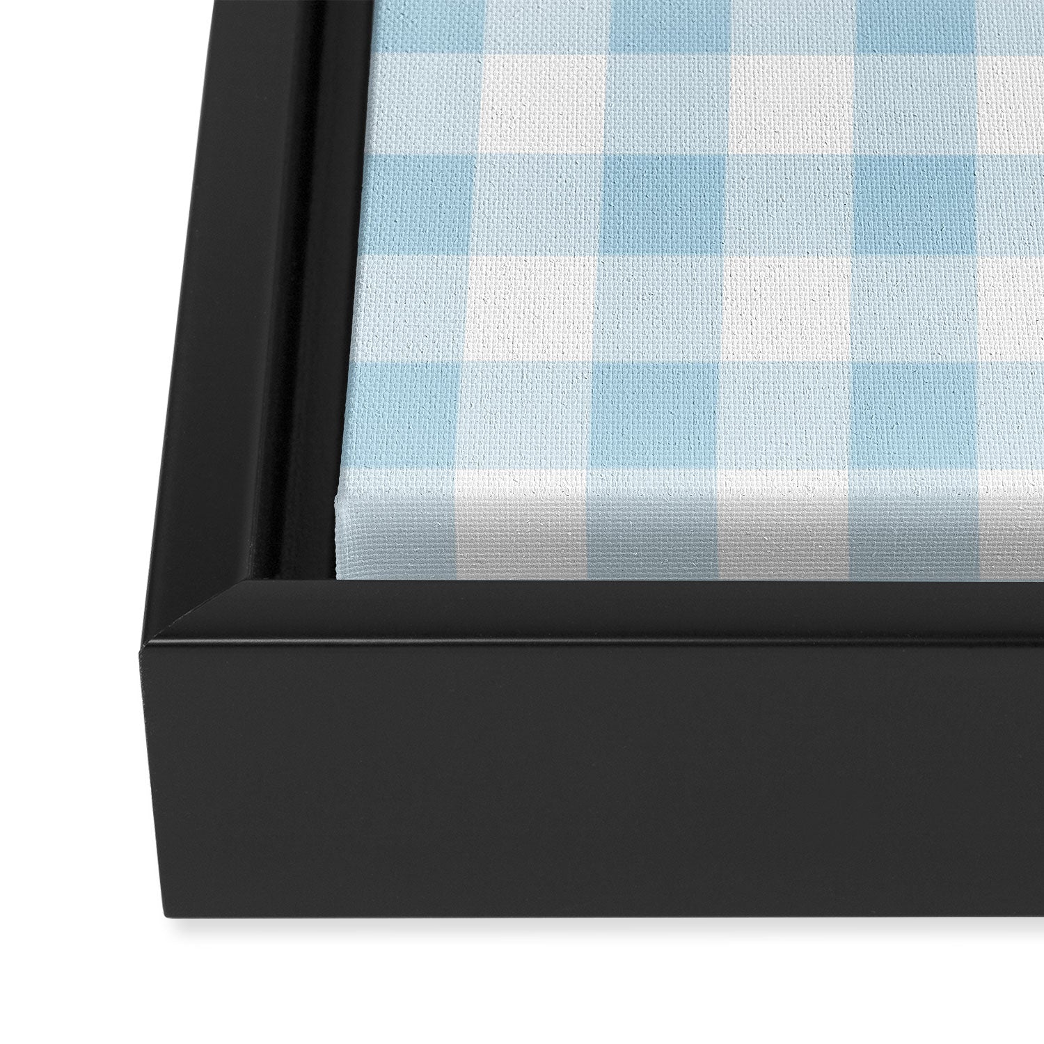 Gingham Light Blue - White Framed Canvas Print Gallery Image 3