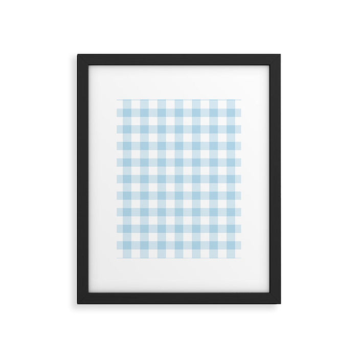 Gingham Light Blue - White Framed Art Print Gallery Image 1