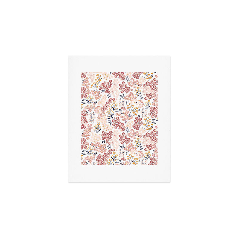 Minimal Blooming Flowers - Blush Pink, Yellow, Blue Art Print Gallery Image 1