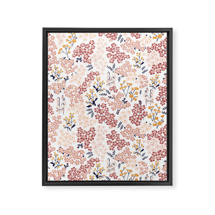 Minimal Blooming Flowers - Blush Pink, Yellow, Blue Framed Canvas Print Gallery Image 1