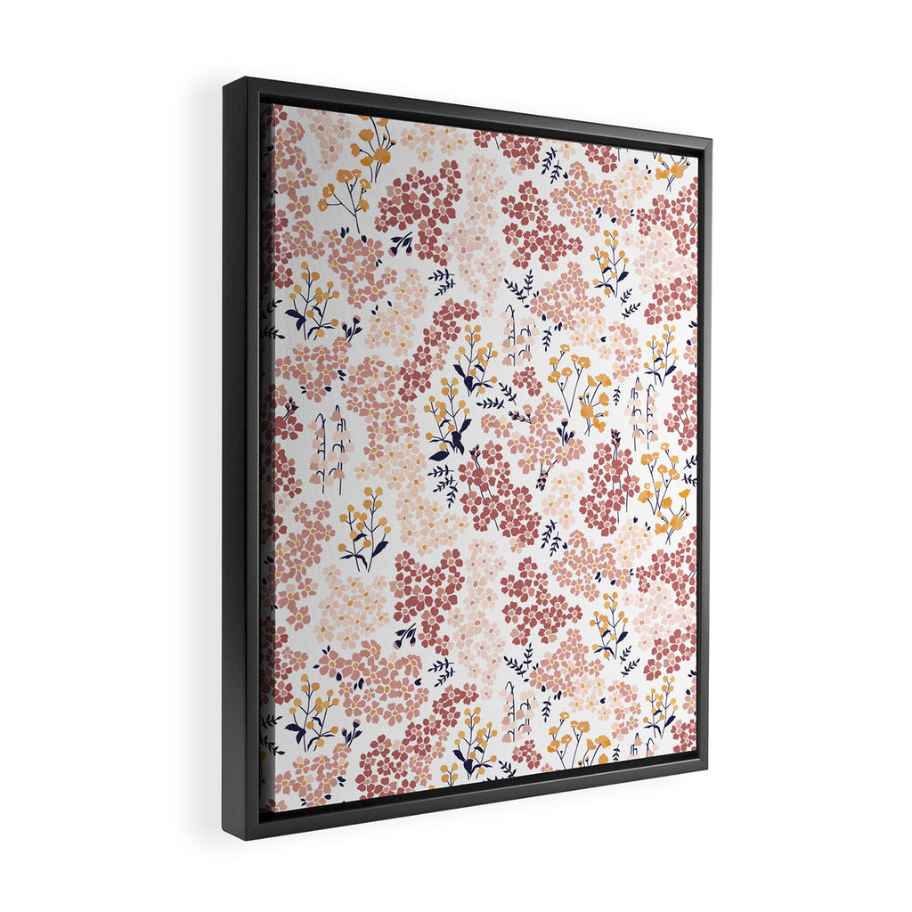 Minimal Blooming Flowers - Blush Pink, Yellow, Blue Framed Canvas Print Gallery Image 2
