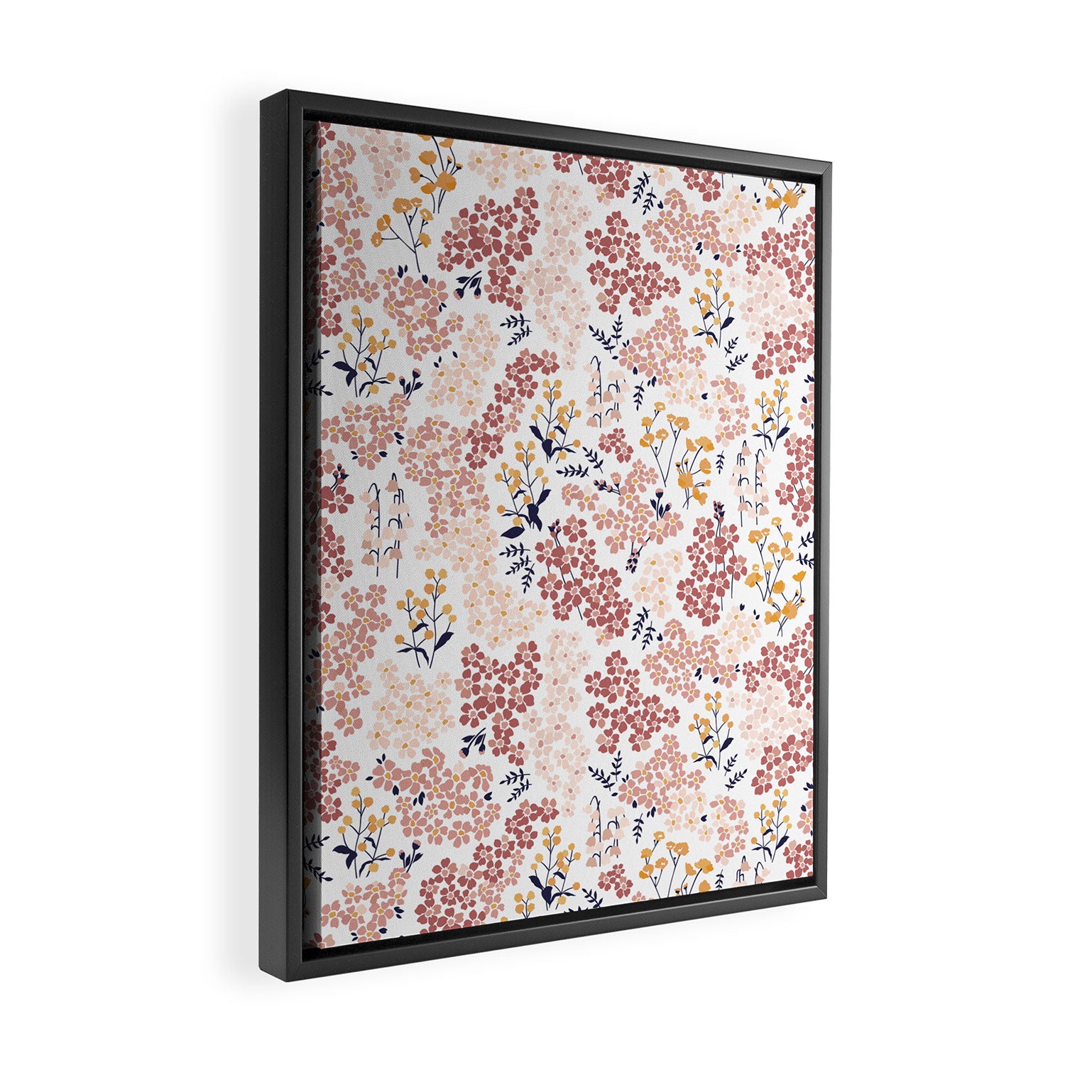 Minimal Blooming Flowers - Blush Pink, Yellow, Blue Framed Canvas Print Gallery Image 2