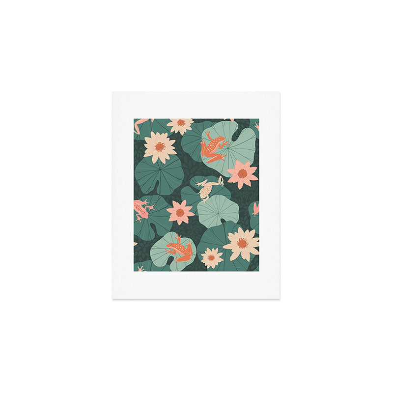Pastel frogs and waterlilies - Magical Forest Art Print Gallery Image 1