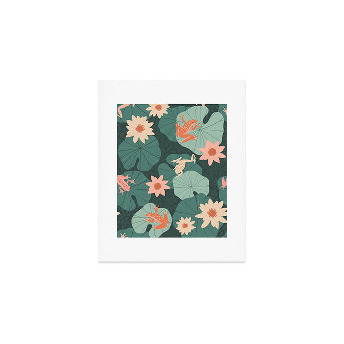 Pastel frogs and waterlilies - Magical Forest Art Print Gallery Image 1