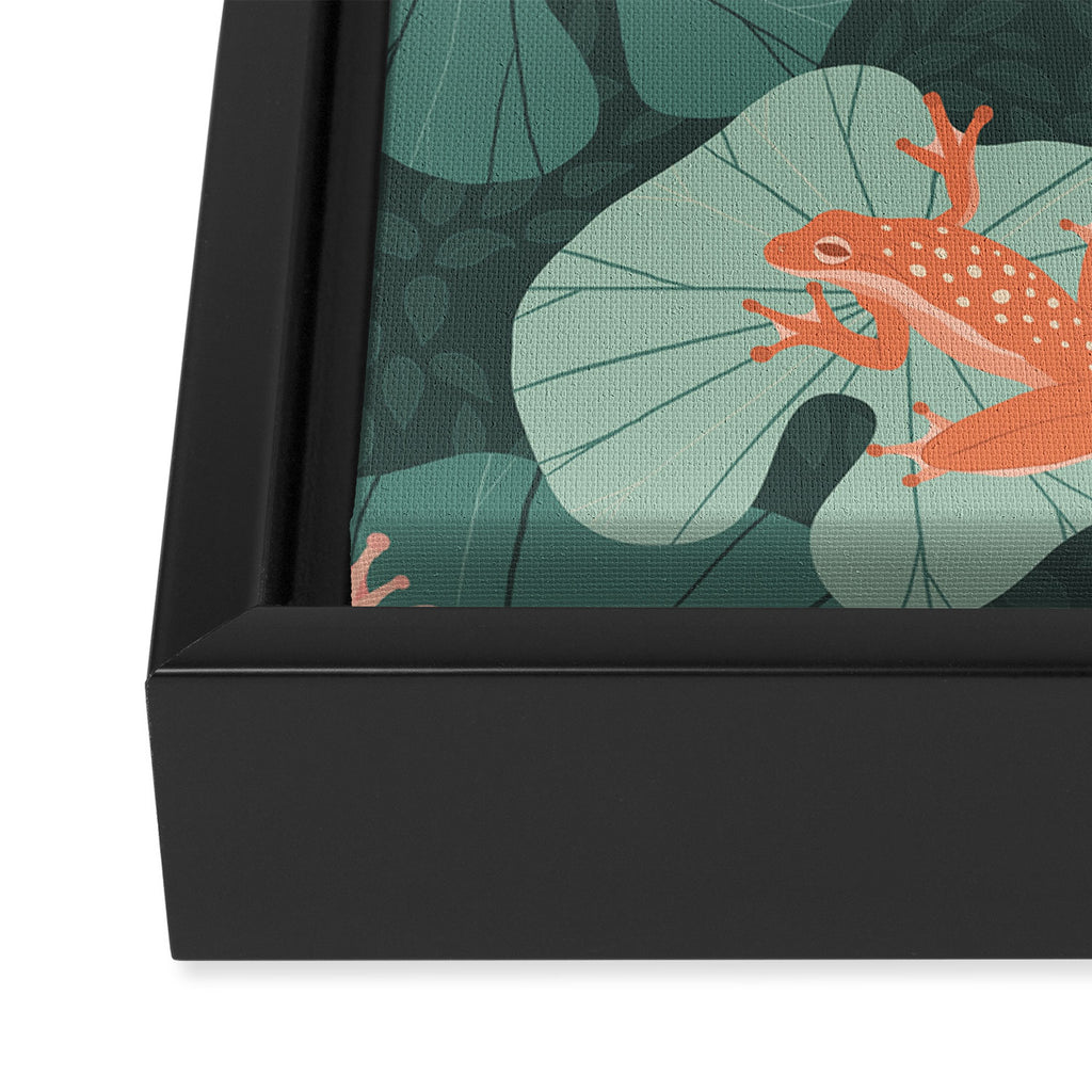 Pastel frogs and waterlilies - Magical Forest Framed Canvas Print Gallery Image 3