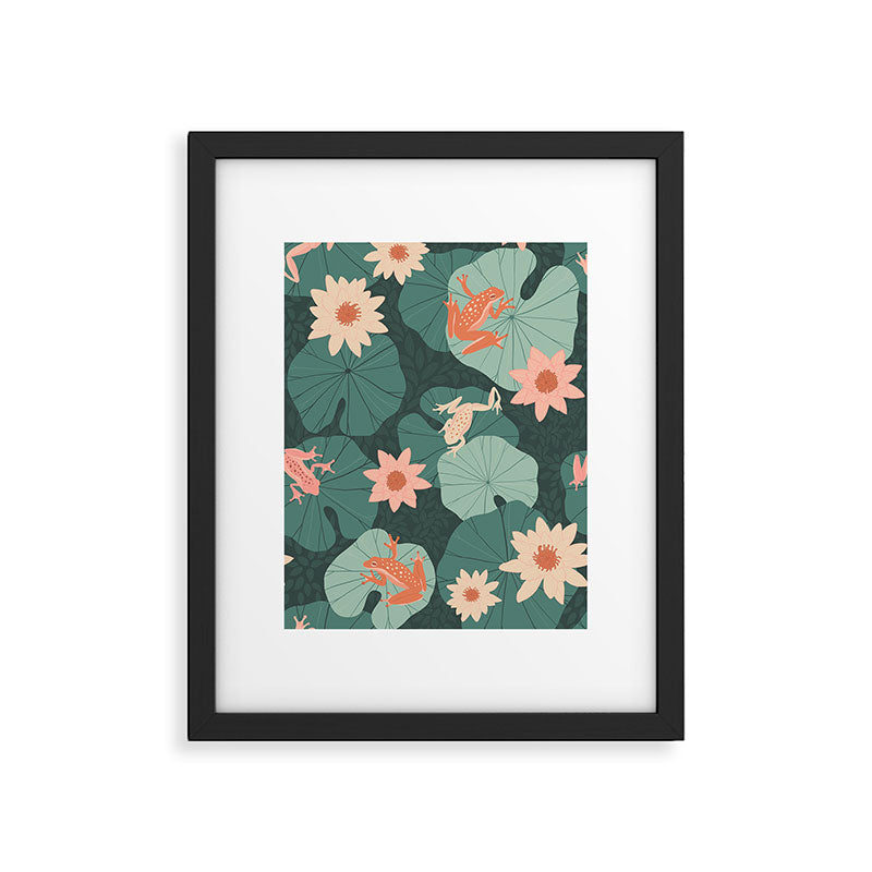 Pastel frogs and waterlilies - Magical Forest Framed Art Print Gallery Image 6