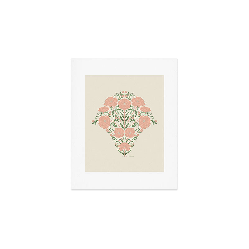 Pastel Peach Peonies - Retro botanical Art Print Gallery Image 1