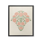 Pastel Peach Peonies - Retro botanical Framed Canvas Print Gallery Image 8
