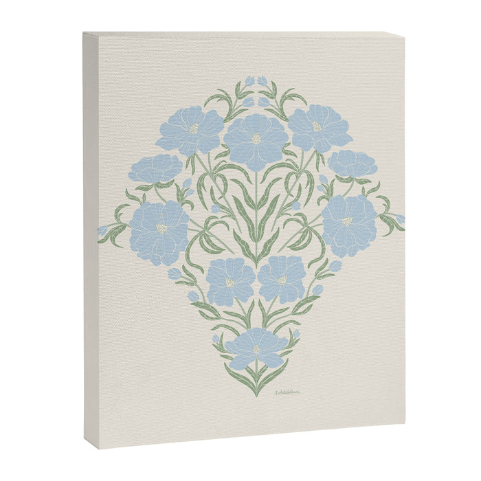 Retro boho flowers - light blue peonies -pastel floral block print Canvas Print Gallery Image 1