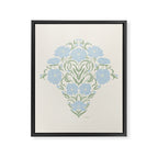 Retro boho flowers - light blue peonies -pastel floral block print Framed Canvas Print Gallery Image 6
