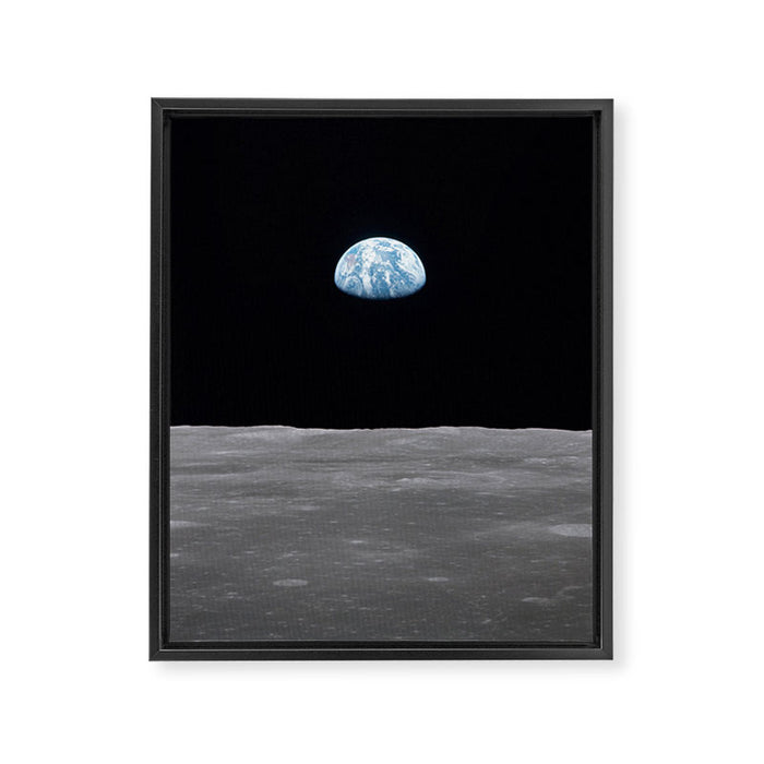 Earth rise over the Moon Framed Canvas Print Gallery Image 1