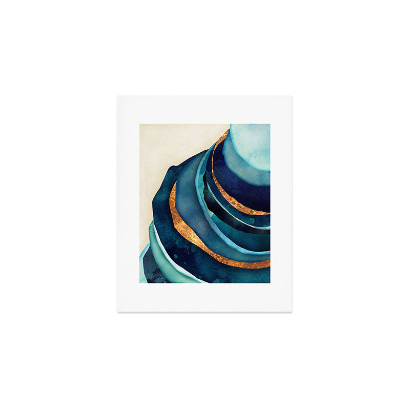 Abstract Blue with Gold Art Print Gallery Image 1