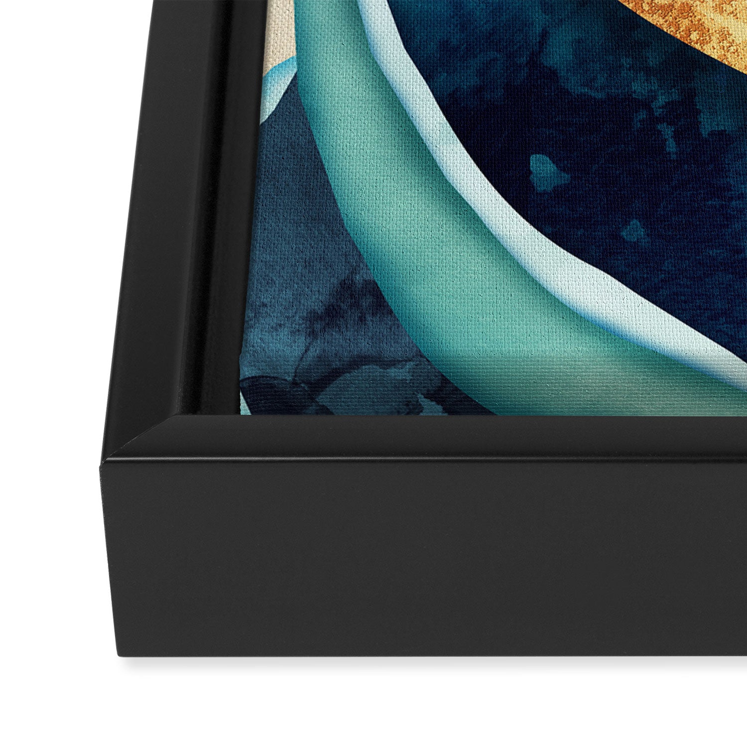 Abstract Blue with Gold Framed Canvas Print Gallery Image 3