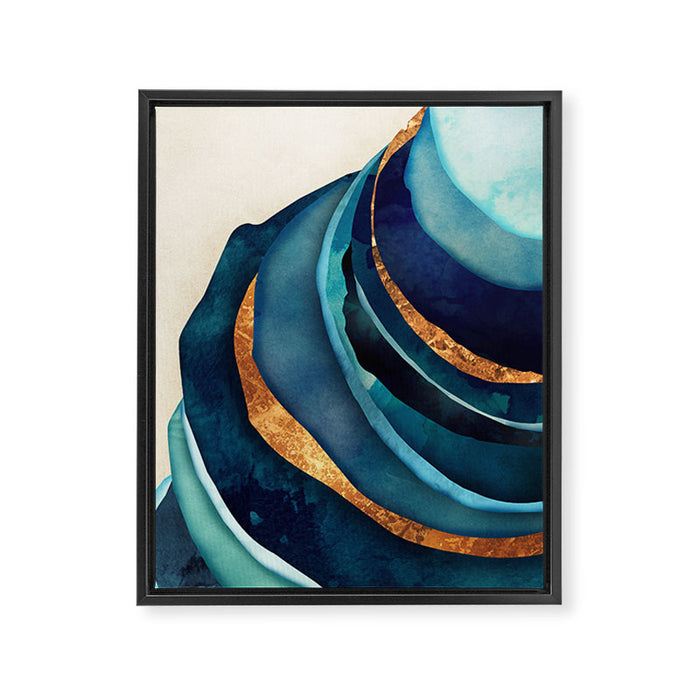 Abstract Blue with Gold Framed Canvas Print Gallery Image 1