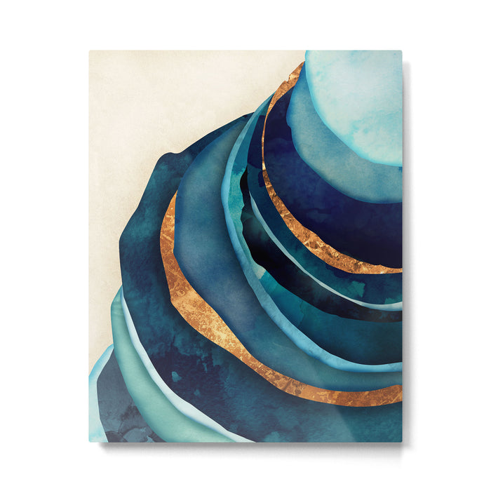 Abstract Blue with Gold Metal Print Gallery Image 1