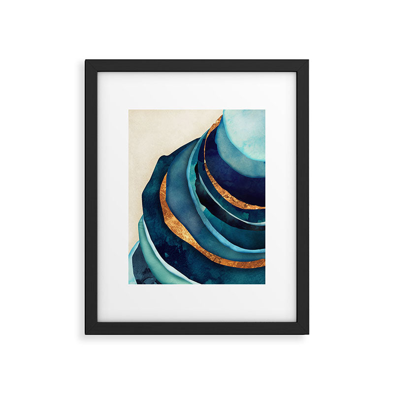 Abstract Blue with Gold Framed Art Print Gallery Image 4