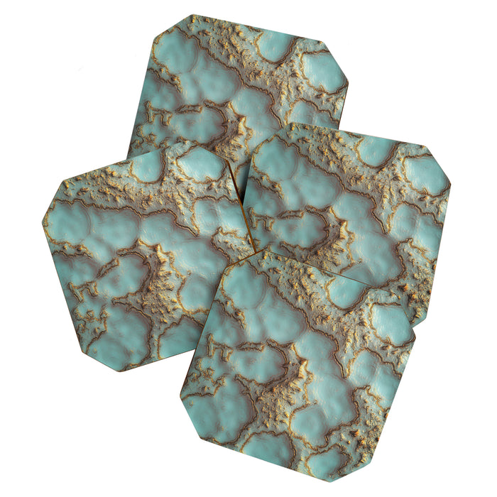 Aqua Coral Reef Abstract Coaster Gallery Image 1