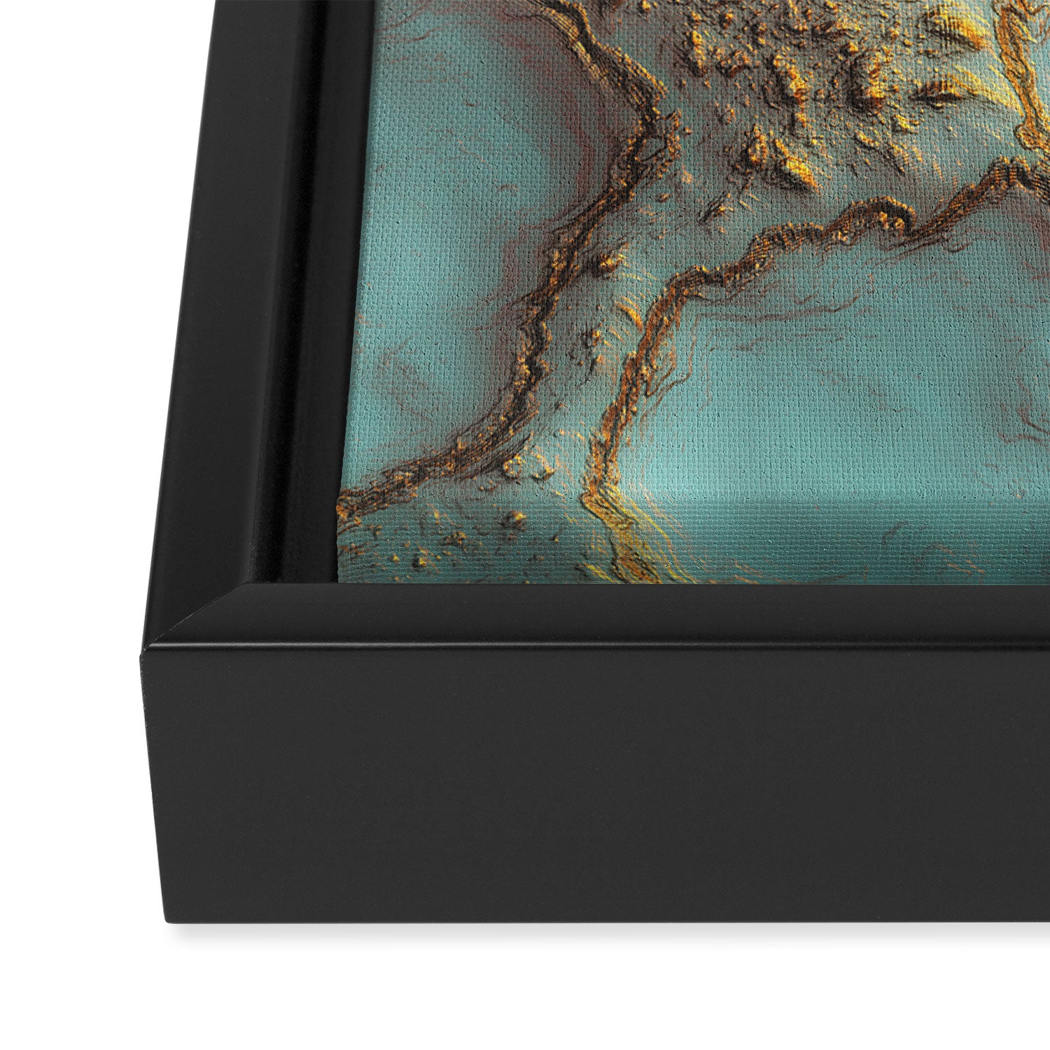 Aqua Coral Reef Abstract Framed Canvas Print Gallery Image 3