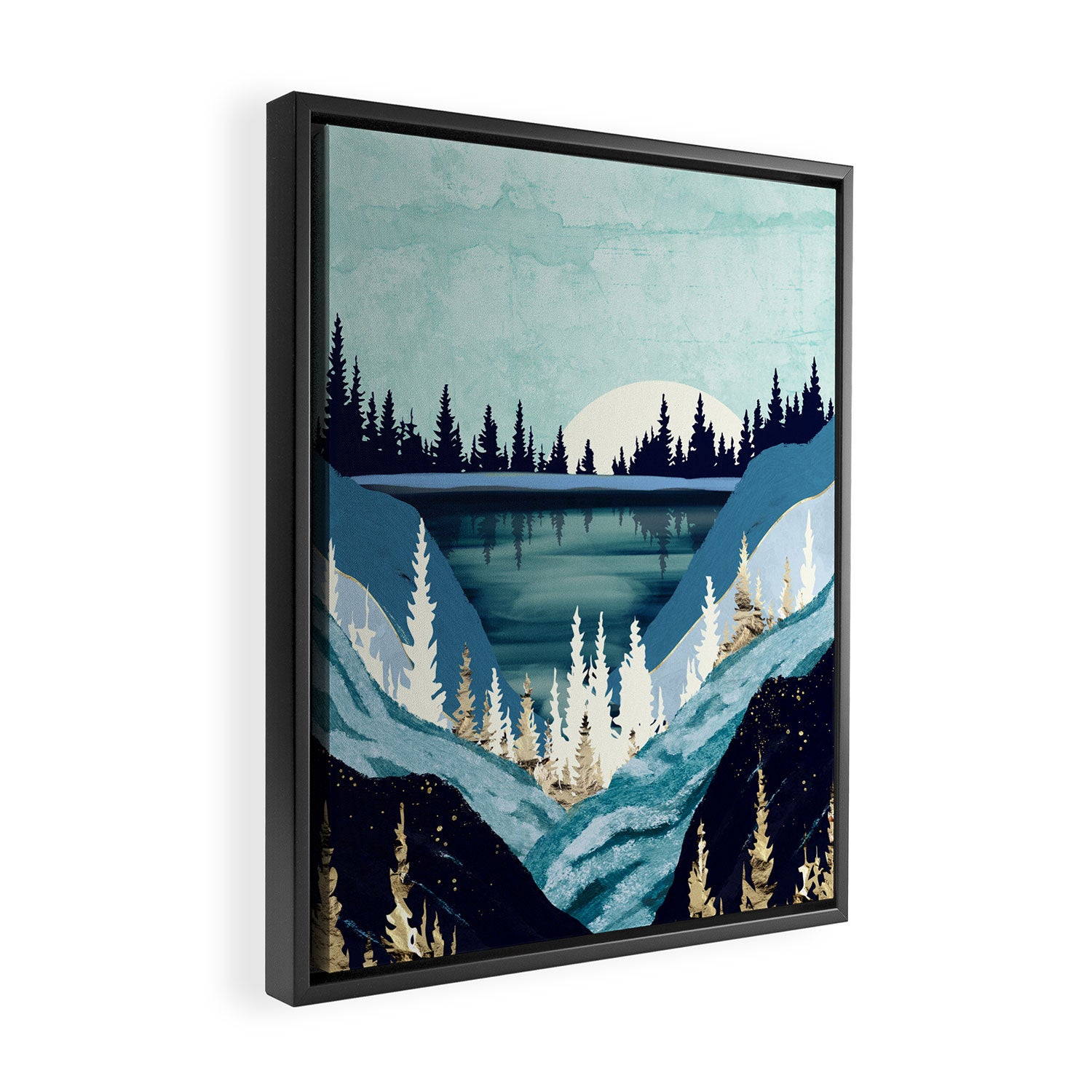 Blue Forest Lake Framed Canvas Print Gallery Image 2