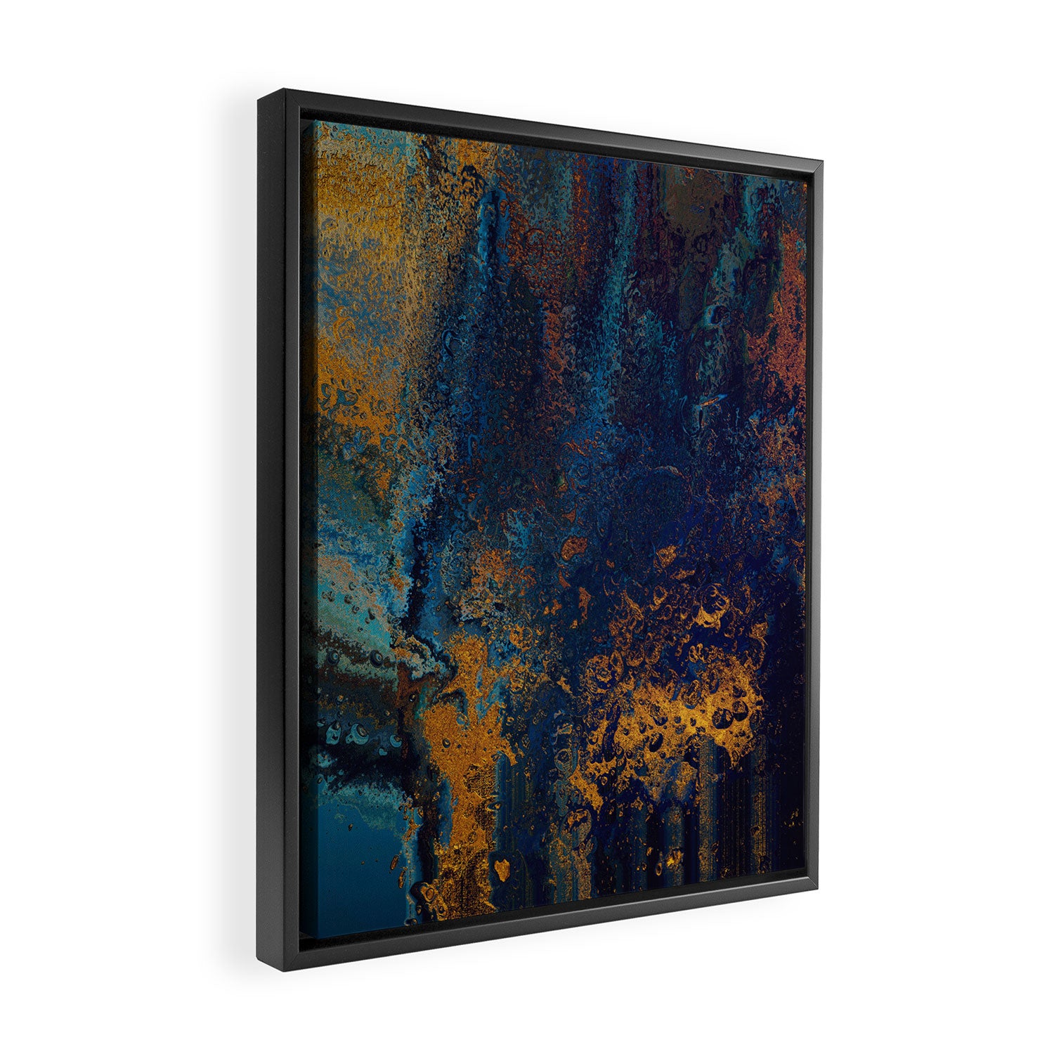 Blue Metallic Abstract Framed Canvas Print Gallery Image 2