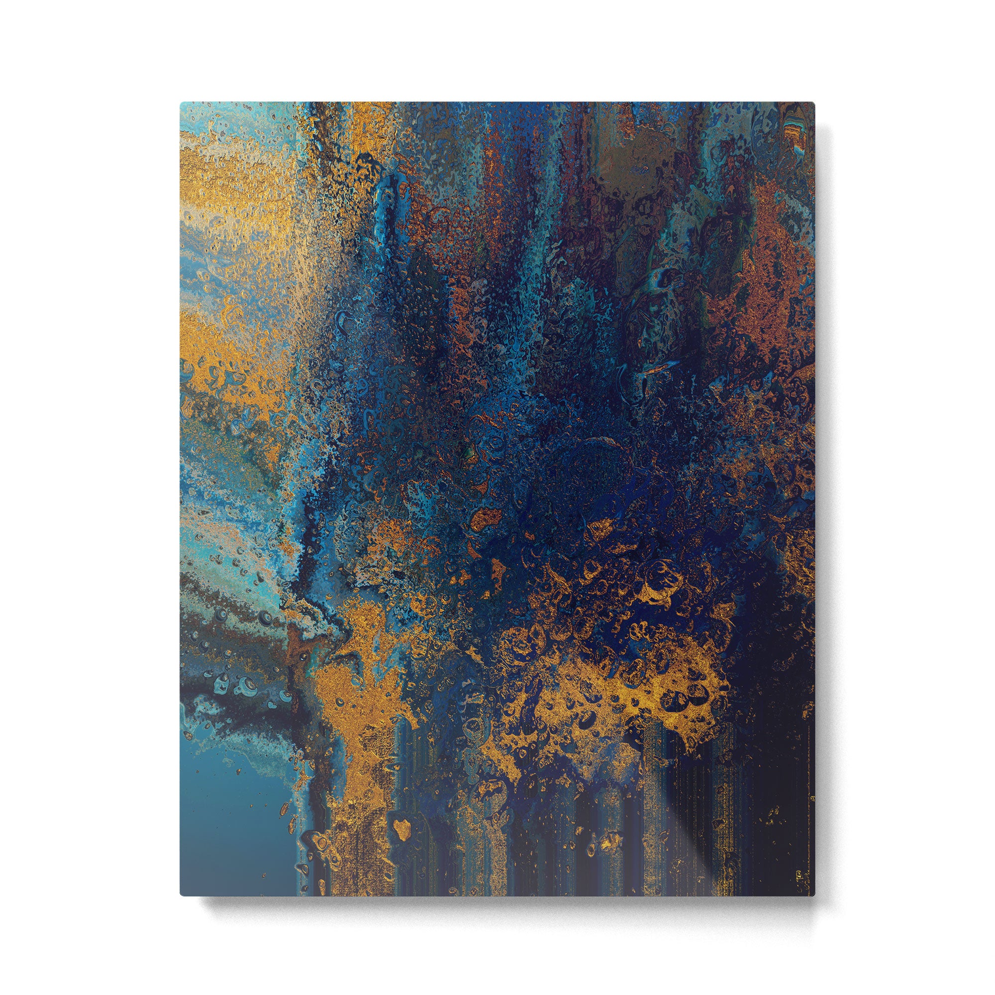 Blue Metallic Abstract Metal Print Gallery Image 6