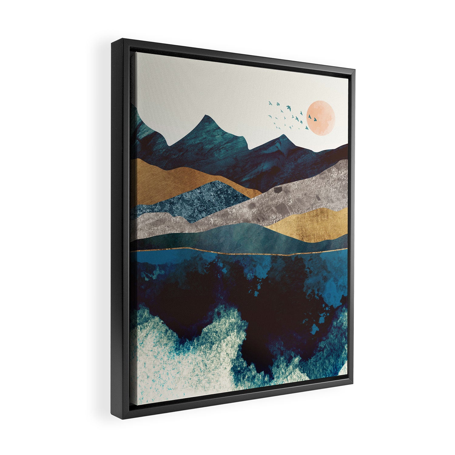 Blue Mountain Reflection Framed Canvas Print Gallery Image 2