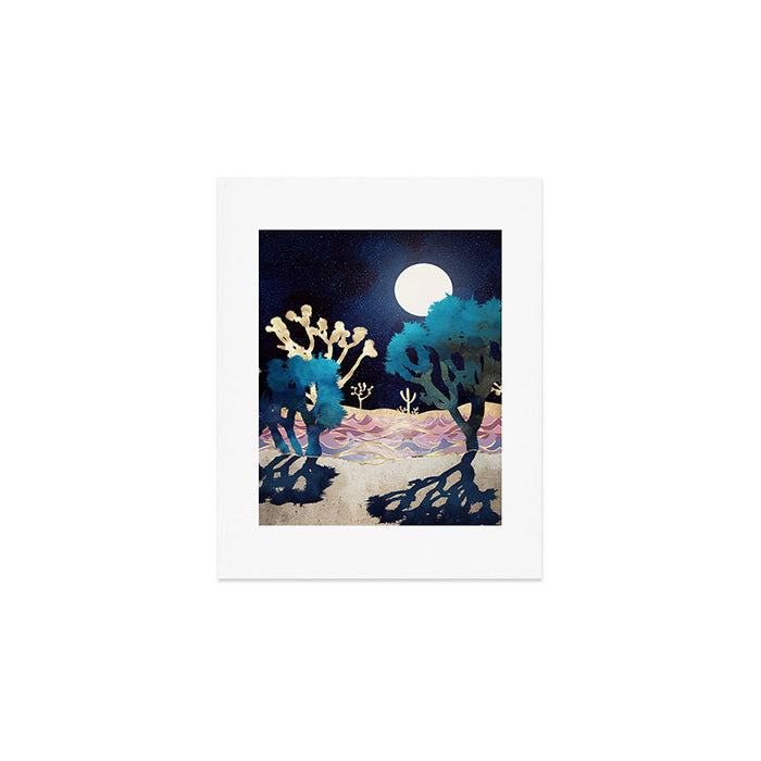 Desert Lake Moonlight Art Print Gallery Image 1